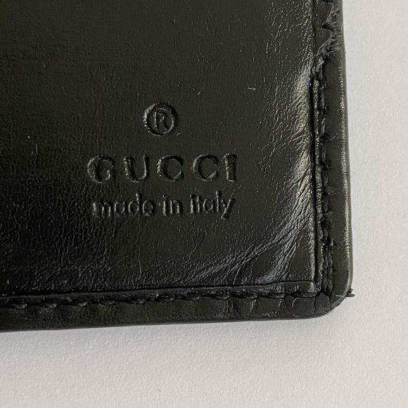 Gucci Made in Italy Black Leather Silver Interlock G Logo Bi-fold Men's Wallet - Picture 6 of 13